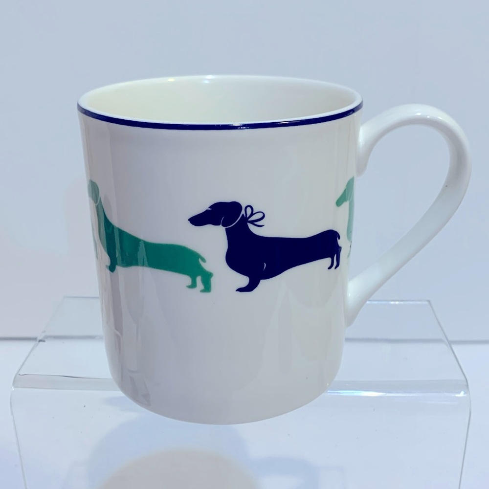 Lenox Kate spade daschund coffee mug cup green vintage